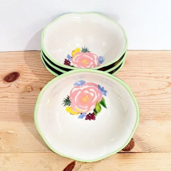 The Pioneer Woman Celia Blue Floral Soup Cereal Bowls SET OF 4 Scalloped Edge - Picture 2 of 12